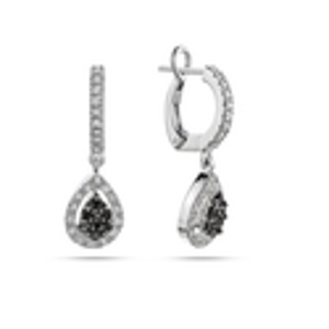 0.25-tcw Black & White Diamond Pear Drop Earrings