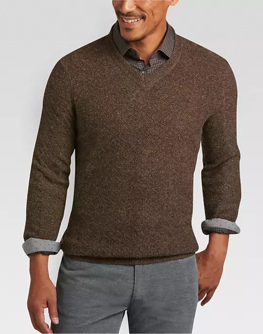 Brown V-Neck Sweater - Men's Sweaters | Men's Wearhouse