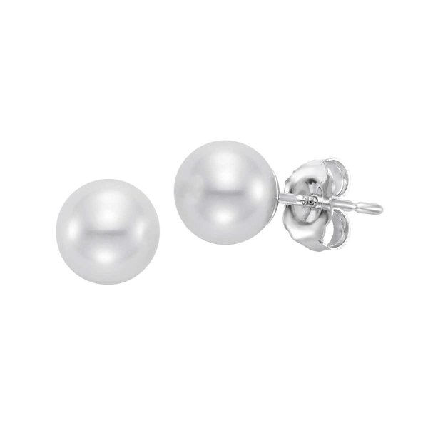 Freshwater Cultured 7-7.5mm Pearl 14kt White Gold Stud Earrings