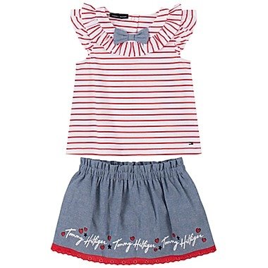 ® Size 3-6M 2-Piece Top and Skirt Set in Red/Blue | buybuy BABY