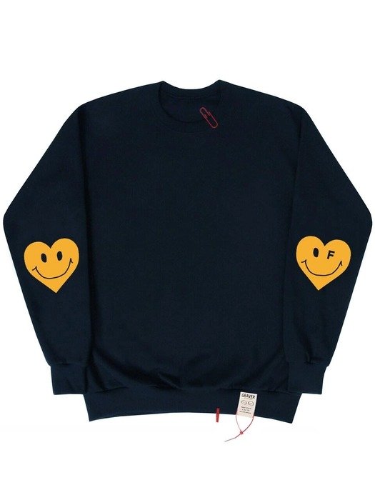 Elbow Heart Smlie Clip Sweatshirt_Navy