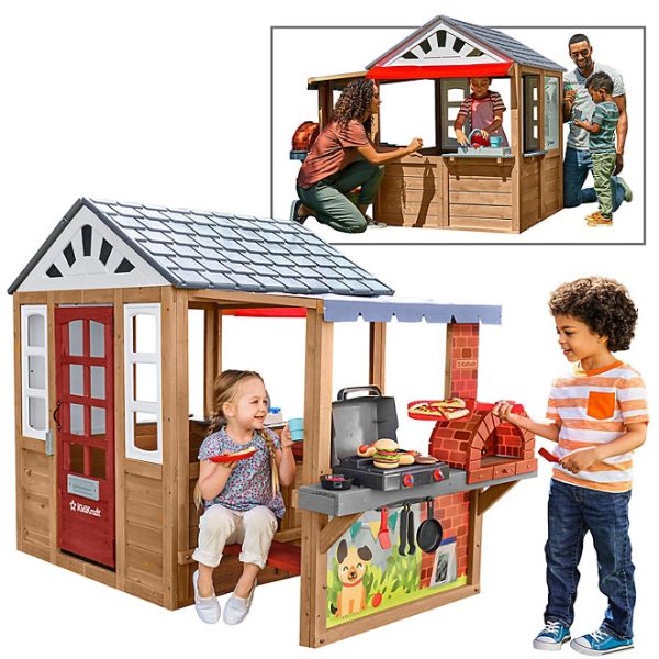 儿童户外带烧烤架木质玩具屋