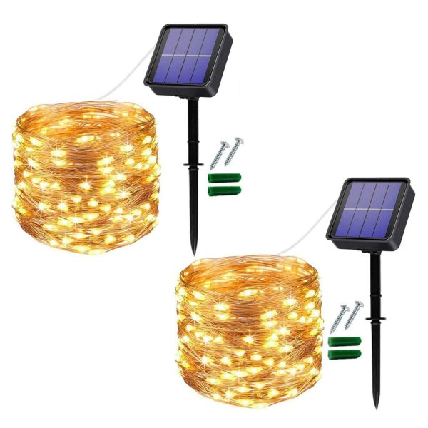 Solar Fairy Lights Outdoor,2 Pack 120LED Solar Lights Outdoor Waterproof 12M/40Ft 8 Modes