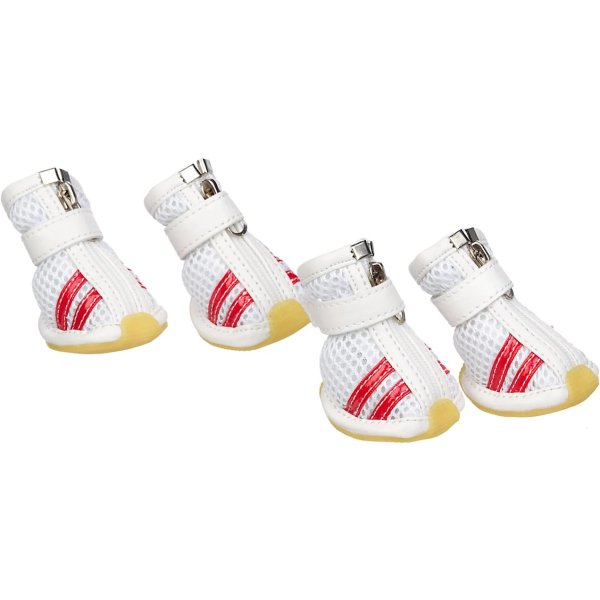 White & Red Mesh Dog Shoes, X-Small | Petco