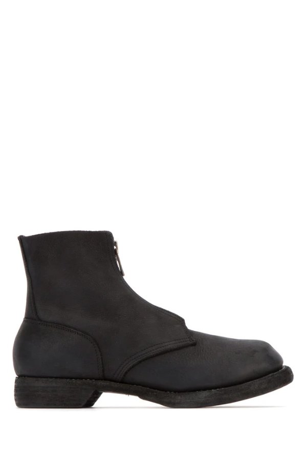 Front Zip Round Toe Ankle Boots