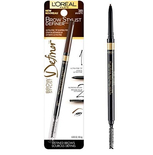 Paris Makeup Brow Stylist Definer Waterproof Eyebrow Pencil, Ultra-Fine Mechanical Pencil, Draws Tiny Brow Hairs & Fills in Sparse Areas & Gaps, Brunette, 0.003 oz.