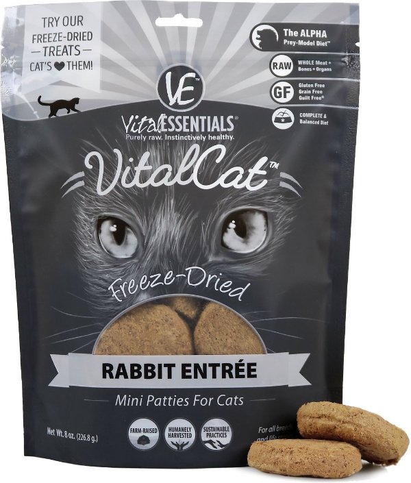 Rabbit Mini Patties Grain Free Limited Ingredient Freeze-Dried Cat Food, 8-oz bag - Chewy.com