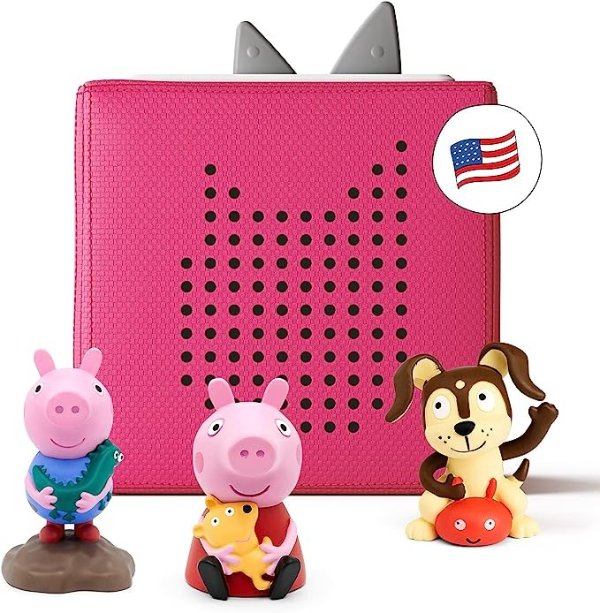 Toniebox Audio Player Starter Set with Peppa Pig, George, and Playtime Puppy - Listen, Learn, and Play with One Huggable Little Box - Pink