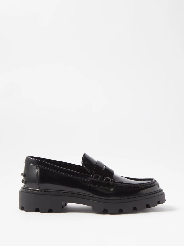 Patent-leather penny loafers