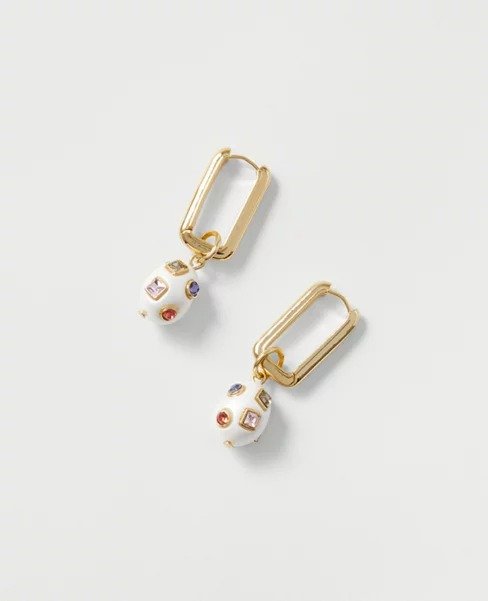 Studded Pearlized Drop Earrings | Ann Taylor