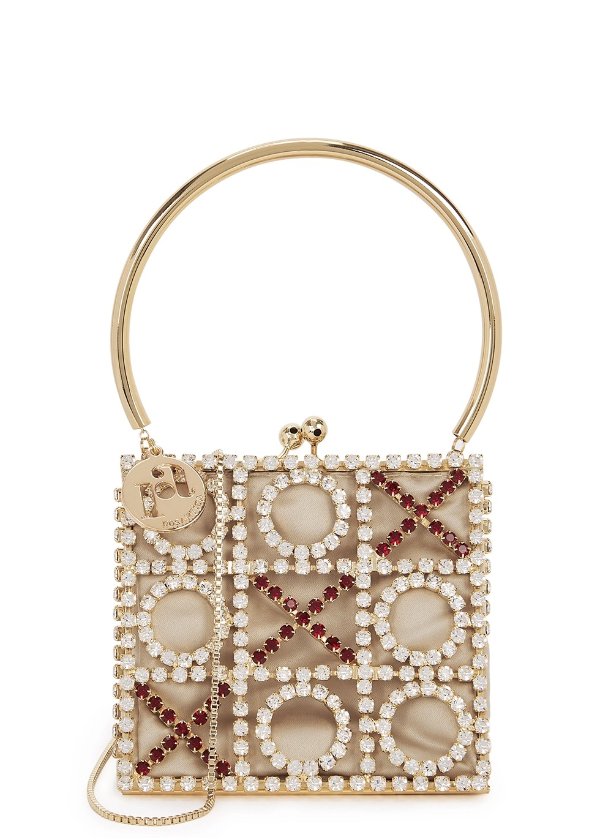 Tris crystal-embellished top handle bag