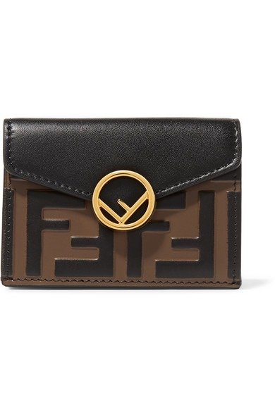 Embellished embossed leather wallet