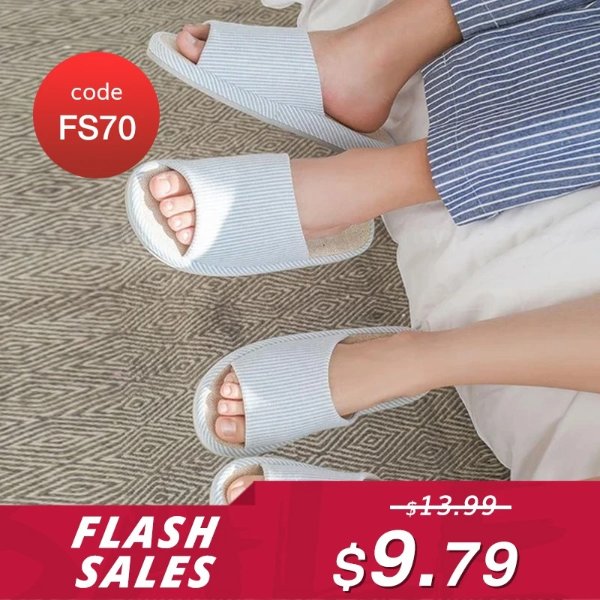 【Flash Sale】Japanese Style-Four Seasons-Spring & Autumn-Linen Cotton-Home Slippers for Couple (Use Code: FS70 for $9.79)