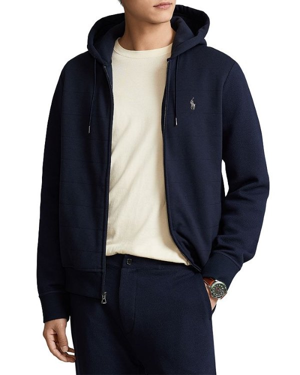Cotton Blend Quilted Double Knit Full Zip Hoodie