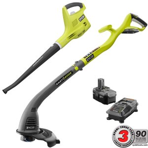 Ryobi 18-Volt Lithium-Ion Cordless String Trimmer/Edger and Blower/Sweeper Combo Kit
