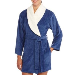 I Appel Women's Shawl Collar Sherpa Lined Stretch Fleece Robe @ Walmart
