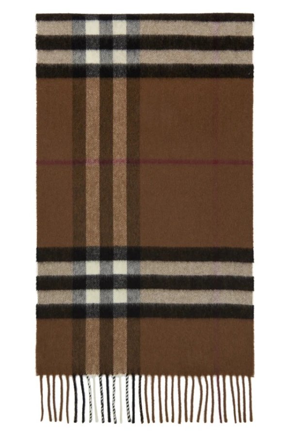 Brown Cashmere Classic Check Scarf