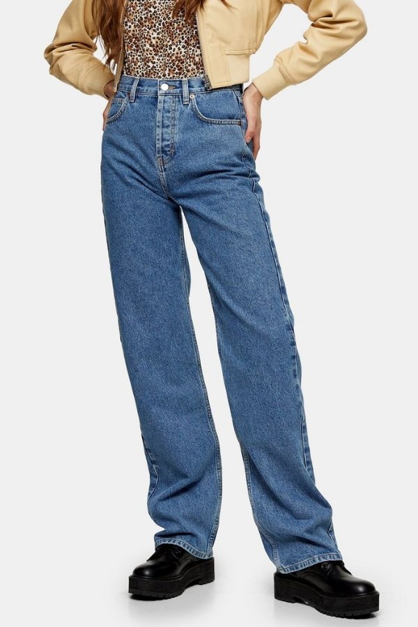 Mid Blue 90s Straight Jeans