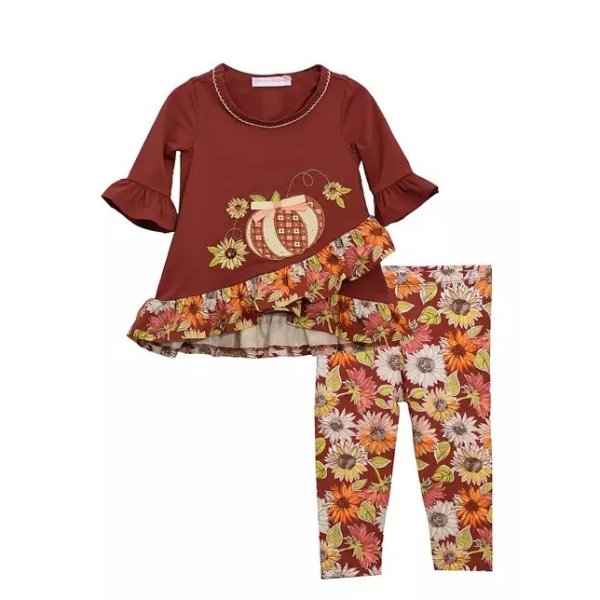Toddler Girls Pumpkin Sunflower 2 Piece Set