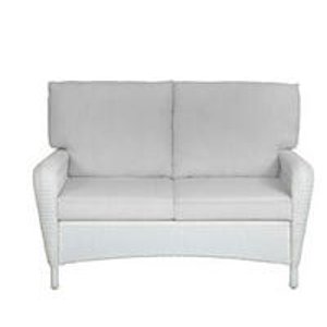 Charlottetown White All-Weather Wicker Patio Loveseat with Bare Cushion