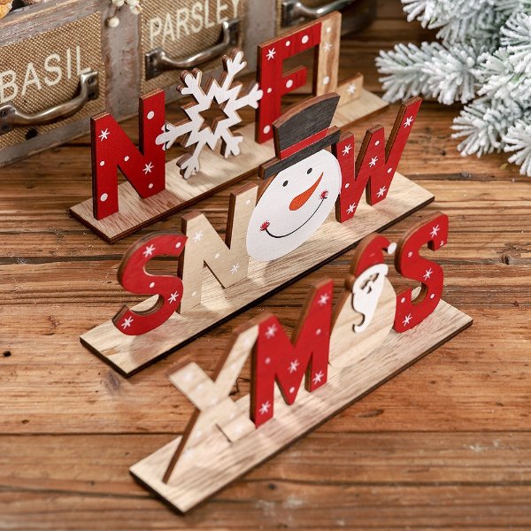 1pc Wooden Letter Decoration | Christmas Table Decoration - Home & Kitchen - Temu