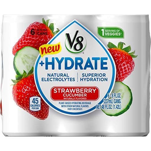 V8 +水合植物 草莓黄瓜味饮料，8盎司，24瓶
