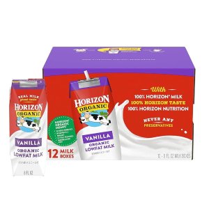 $11.9 一盒$1Horizon Organic 低脂香草口味有机牛奶8oz 12瓶装