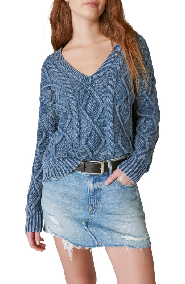 Cable Stitch V-Neck Sweater