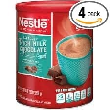 Fat Free Rich Milk Chocolate Hot Cocoa Mix, Hot Chocolate Made with Real Cocoa, 7.33 Ounce Canister, Pack of 4 (Packaging may vary)
