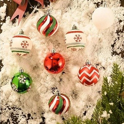 Valery Madelyn 30ct 2.36 inches Classic Collection Splendor Red Green White Christmas Ball Ornaments