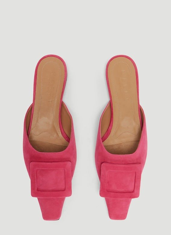 Suede Sabot Mules in Pink