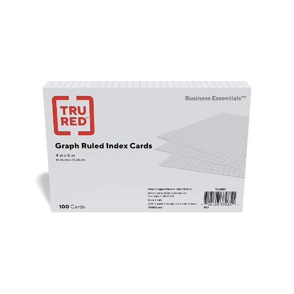 TRU RED™ 4" x 6" Index Card, Graph Ruled, White, 100/Pack (TR50997)