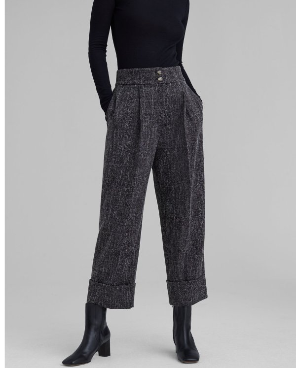 Pleated High Rise Pants