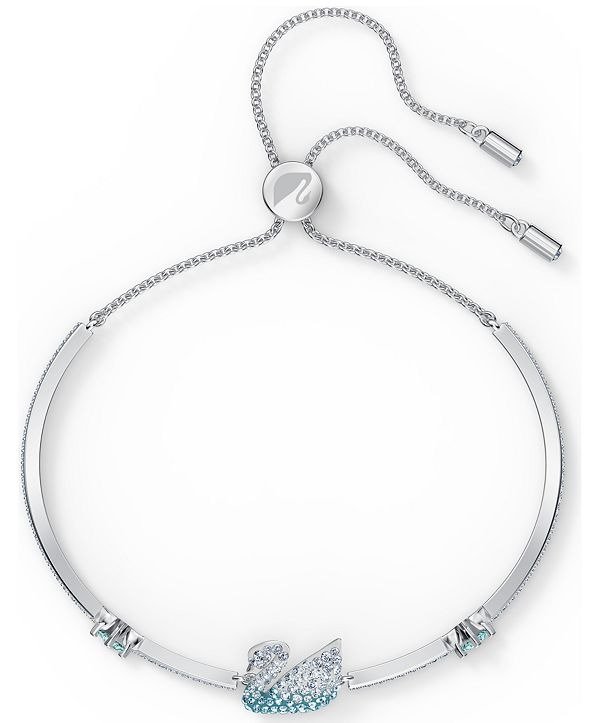 Silver-Tone Crystal Swan Bracelet