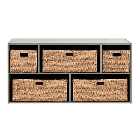 Abbeville Large 5-Compartment Stacking Cabinet with Hyacinth Baskets | Ballard Designs