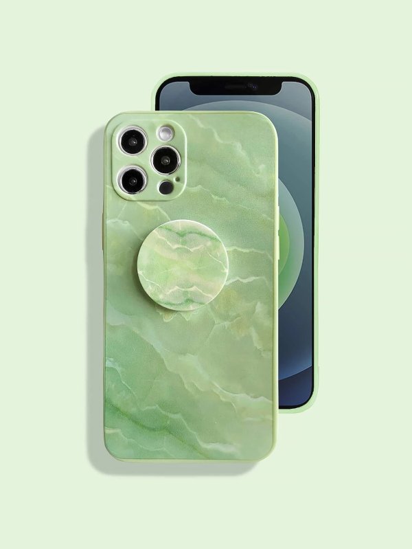 Marble Pattern Phone Case With Stand-Out Phone Grip