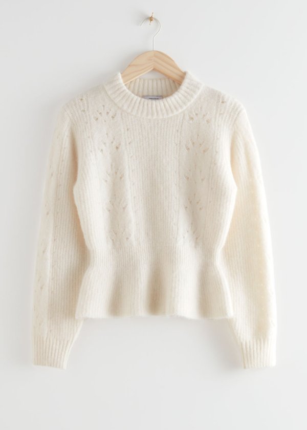 Mock Neck Peplum Knit Sweater