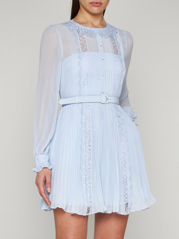 Chiffon and lace mini dress