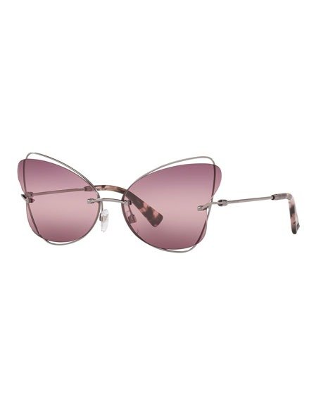 Semi-Rimless Butterfly Sunglasses