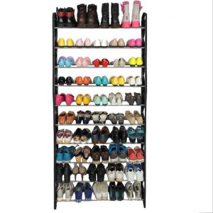 Shoe Rack Storage Organizer, 10-Tier 50-Pair High Quality Portable Wardrobe Closet Bench Tower