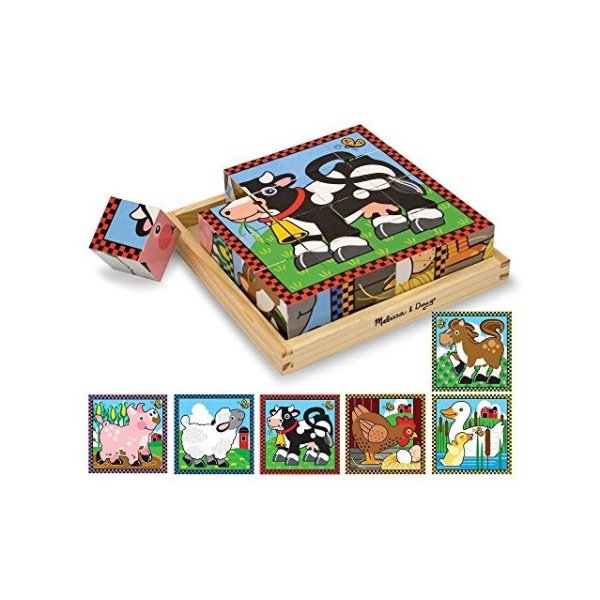 Farm Wooden Cube Puzzle With Storage Tray - 6 Puzzles in 1 (16 pcs)