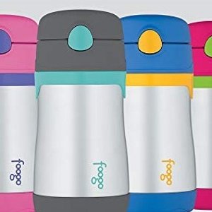 Amazon THERMOS FOOGO Baby Vacuum Insulated Stainless Steel 10-Ounce Straw Bottle