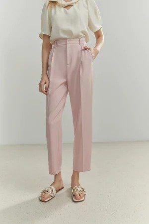 粉色直筒裤
