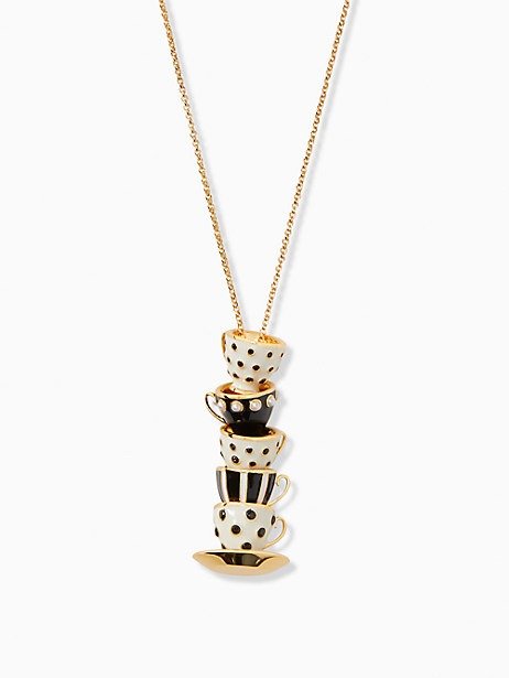 alice in wonderland stacked teacup pendant necklace