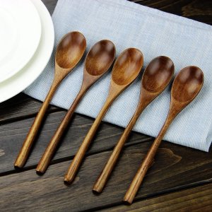 AOOSY Natural Plant Ellipse Wooden Ladle Spoon Set