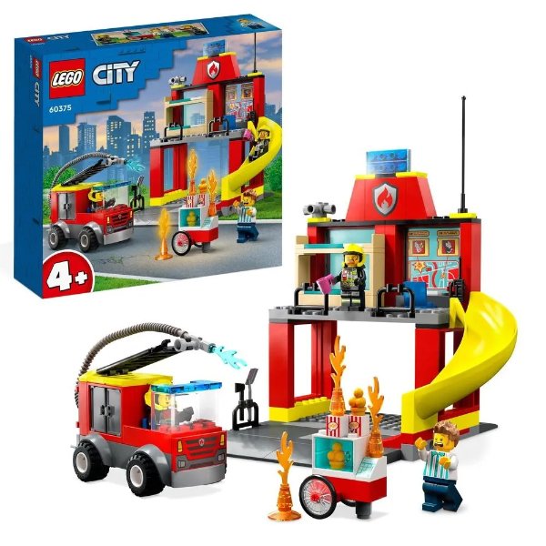 消防站和消防车玩具套装