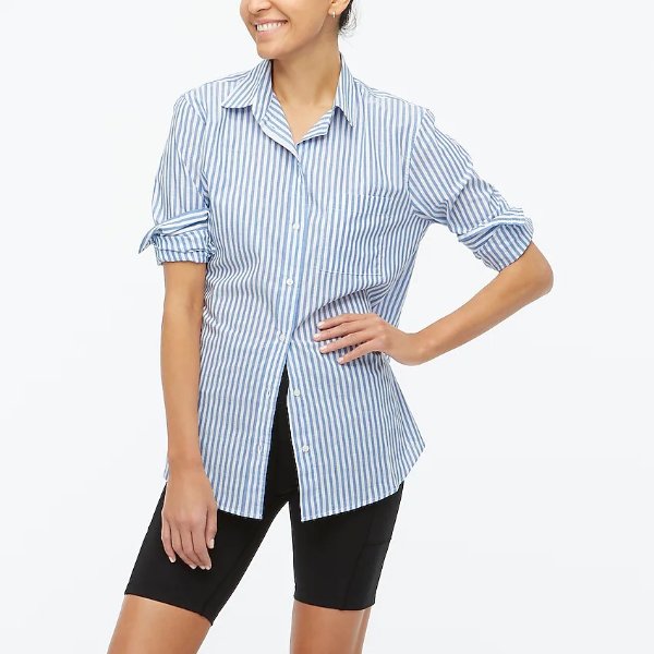 High-low relaxed button-up top