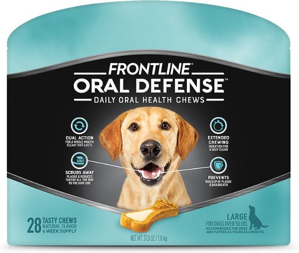 Oral Defense Daily Dental Health Chews for Large Dogs Over 50 lbs, 28 count - Chewy.com