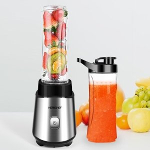 HERRCHEF Smoothie Blender, 350W Powerful Personal Blender with 2 Portable Bottle
