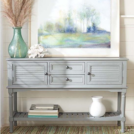 Gray Distressed Tate Two-Drawer Two-Door Console Table